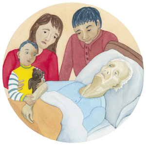 Family gathers around a loved one who is dying